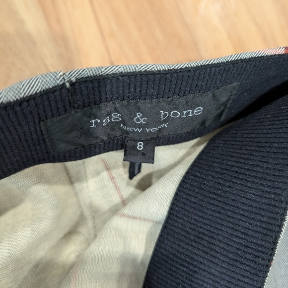 Rag & Bone Simone Pant Grey Burgundy Pink Plaid Skinny Leg Crop Stretch 8 - Picture 5 of 12